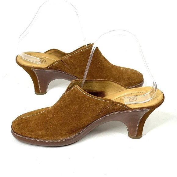 Cole Haan Shoes Womens 7.5 B Tan Amber Suede Devon Clog Mules‎ Heel Bohemian - Picture 5 of 13